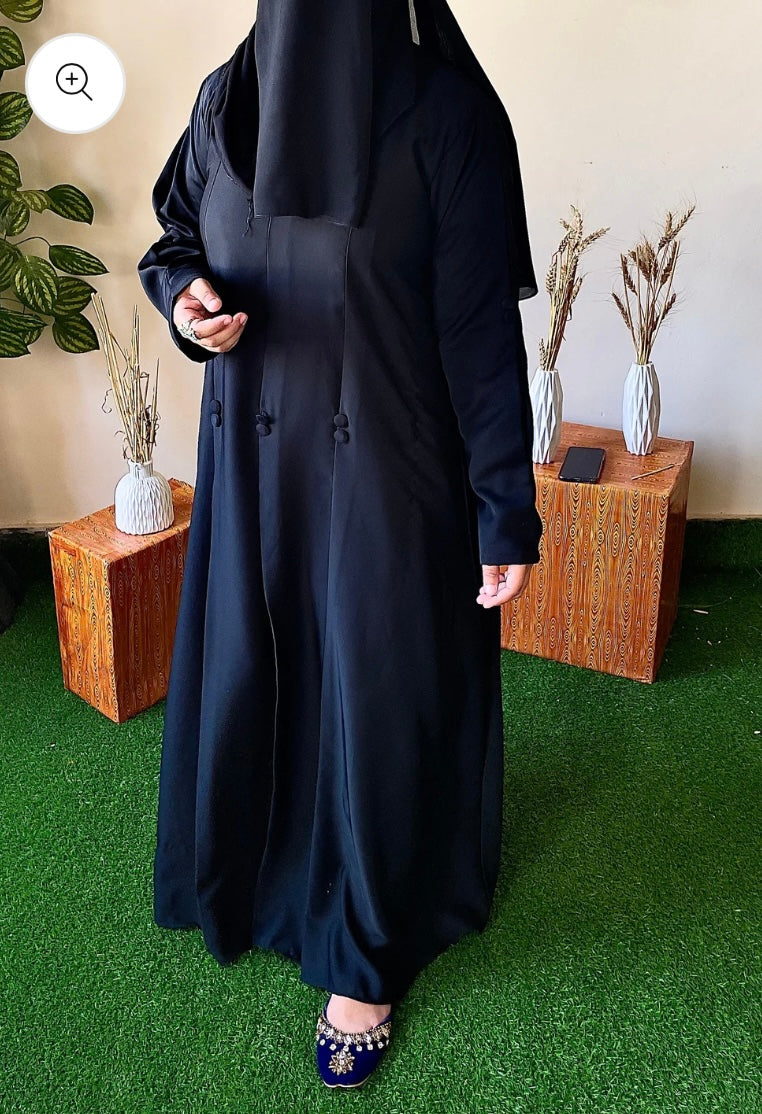 Black front button abaya