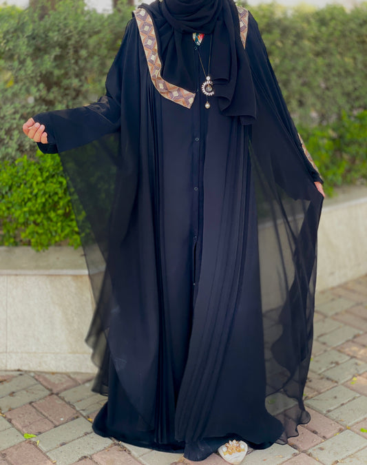 Black festive abaya with vintage stuff