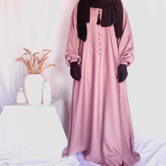 Rosy pink Chest Platted Abaya