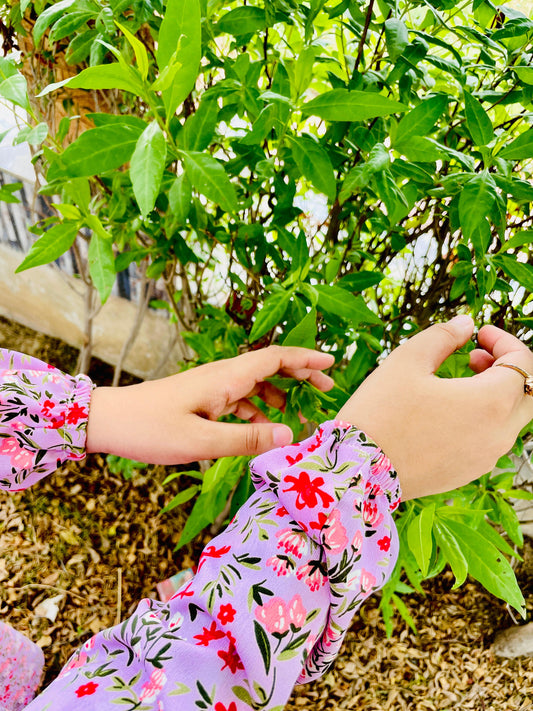 Purple floral abaya