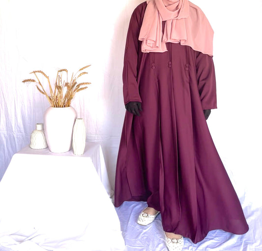 Mehroon Front button abaya