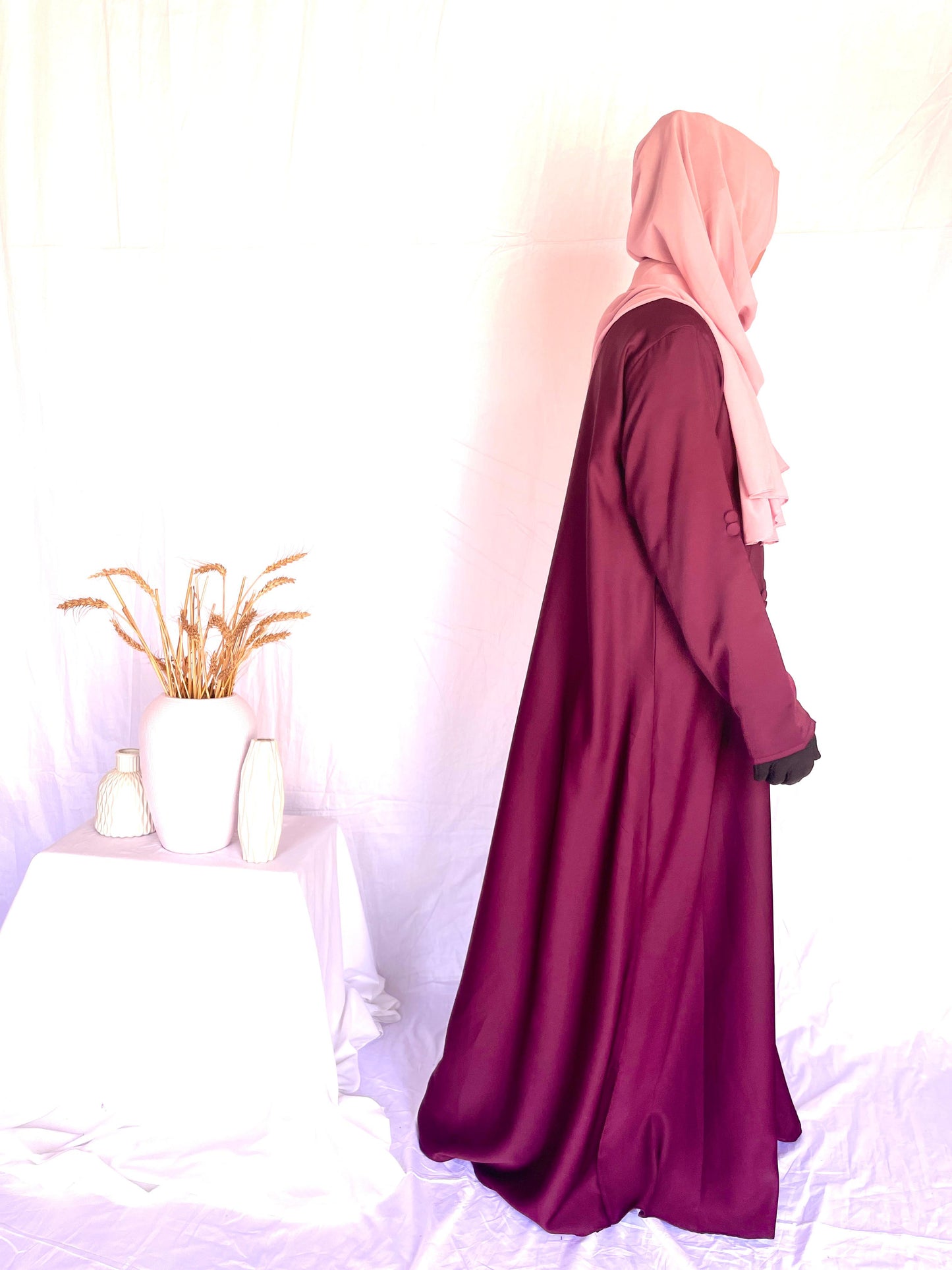 Mehroon Front button abaya