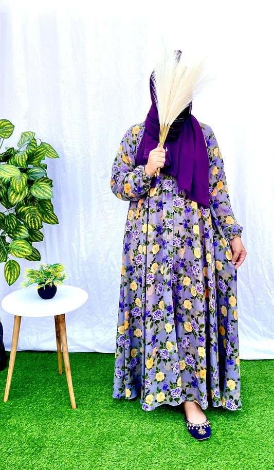 Yellow rose flora open abaya