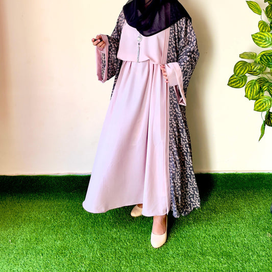 Pink kimono bell sleeves abaya