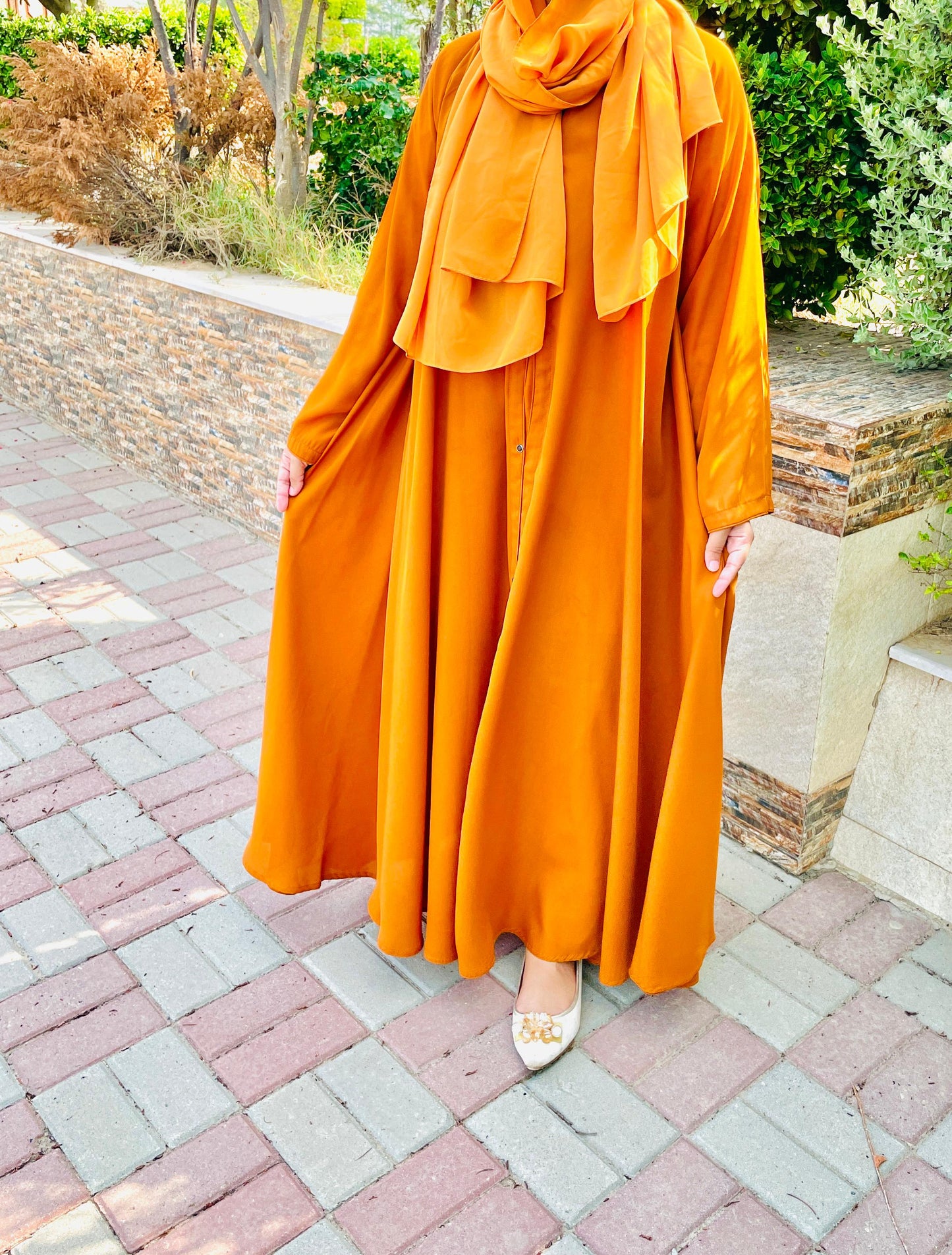 Sweet tangerine front open abaya