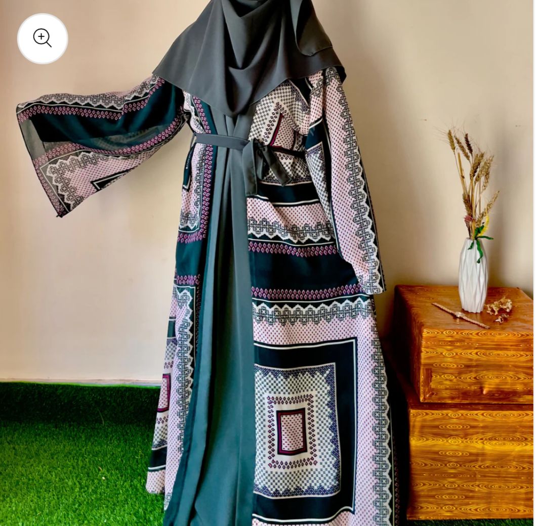 green kimono bell sleeves abaya