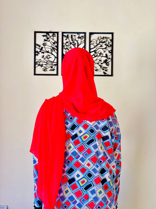 Pattern printed stones abaya